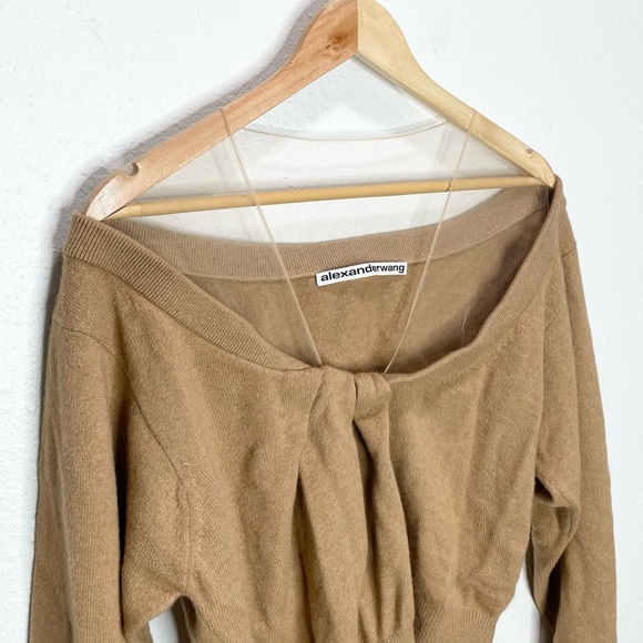 Alexander Wang Cropped Drape Neck Sweater In Tan Large - Picture 10 of 10